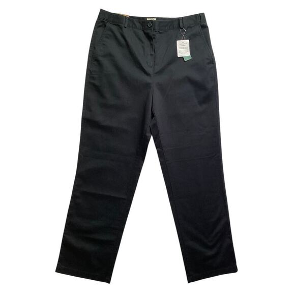 LL Bean Classic Fit Bayside Twill Straight Leg Pant Women's Size 14 M/T black - Picture 1 of 7